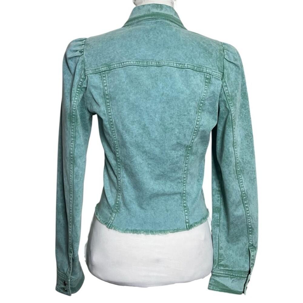 Retrofete Rissa Jacket Women's Small Green Mojito Cropped Denim Button Front - Picture 6 of 9